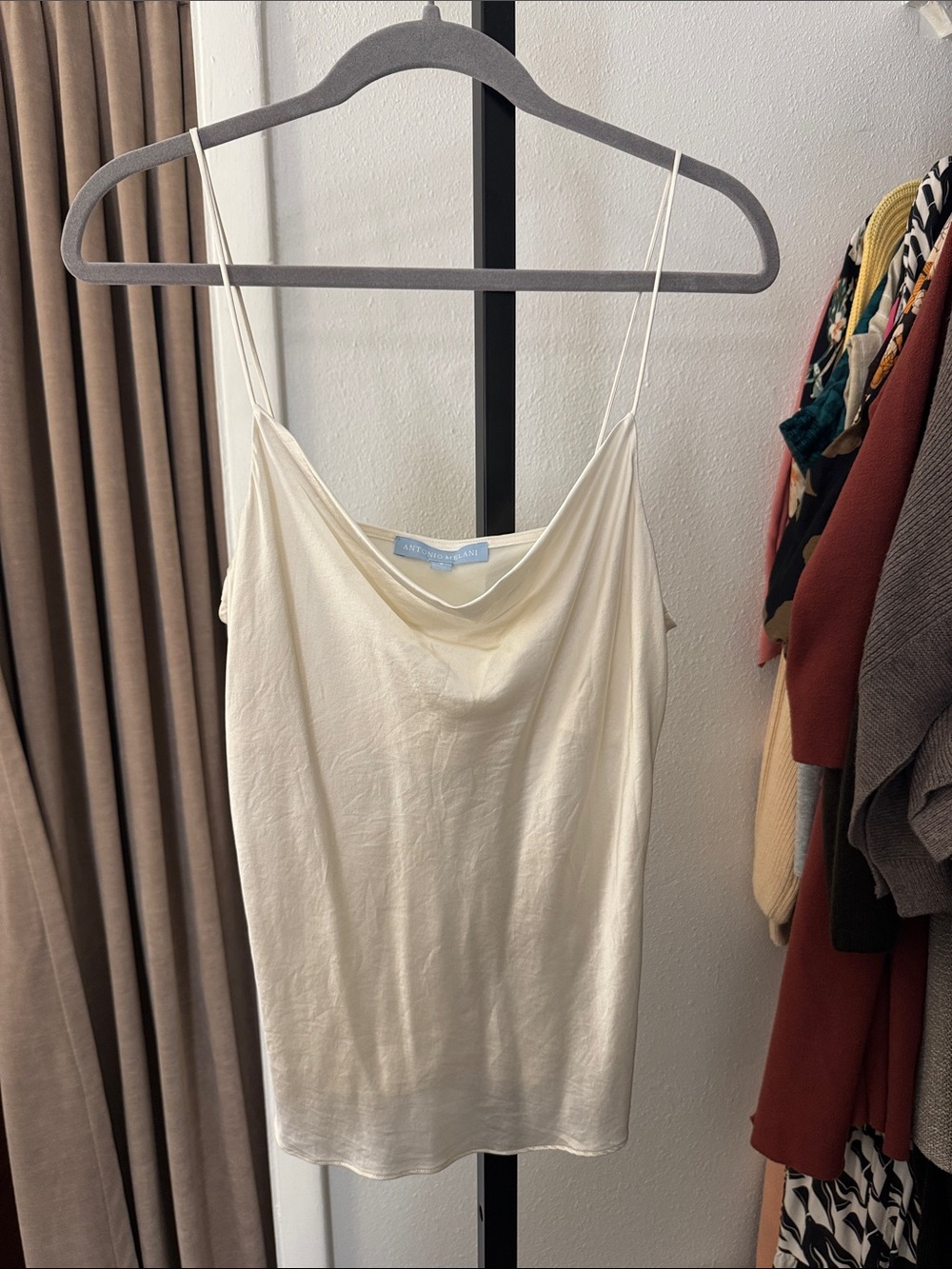 Light Cream Cowl Neck Silk Cami - Women